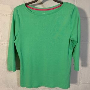 Talbots Green 3/4 Sleeve Cotton Top